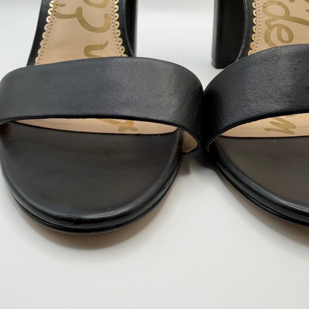 Sam Edelman Yaro Black Leather Ankle Strap Block Heel Sandals Womens 9 M - Picture 5 of 8